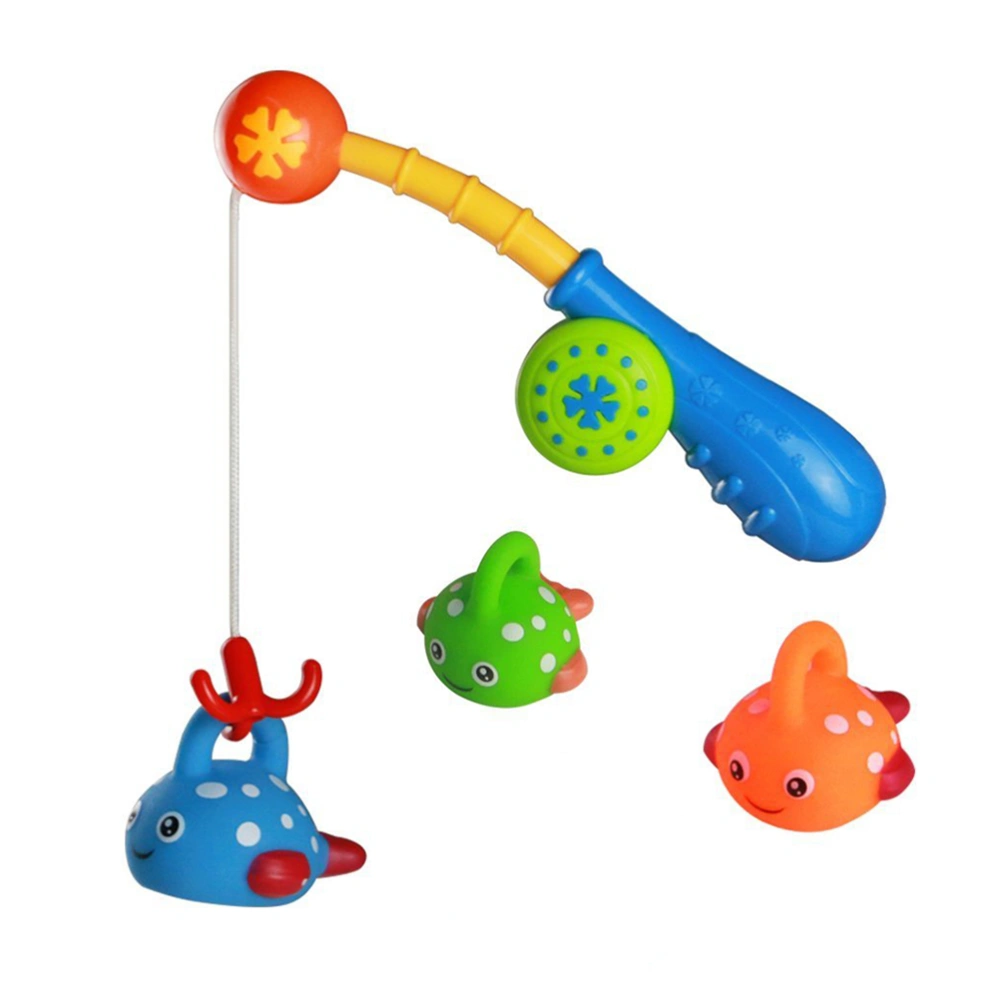 Bath Toys Fishing Games Lovely Spotted Fish with Fishing Rod Bathtub Fun Time Birthday Christmas Gift for Kids (Fishing Rod Random Color)