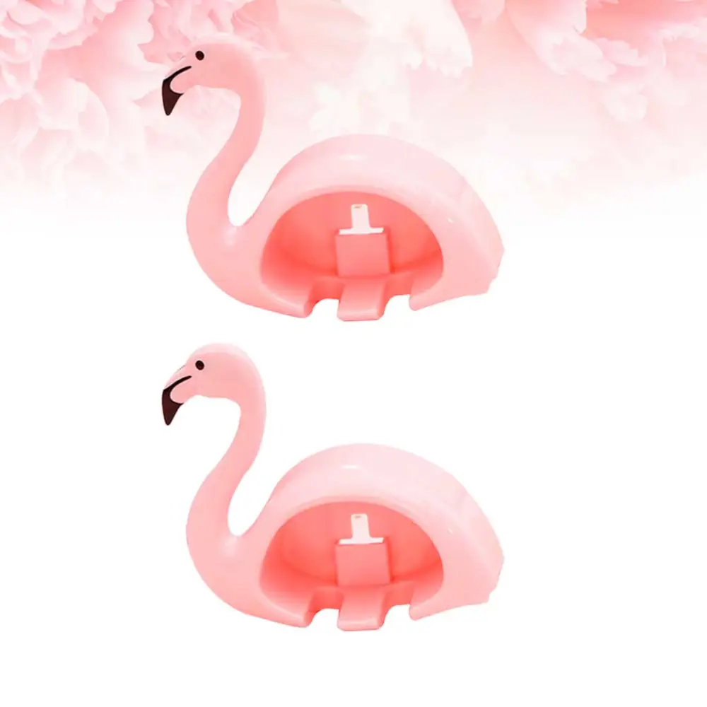 2Pcs Flamingo Shaped Toothbrush Rack Suction Cup Toothbrushes Holder Brushes Stand Pink