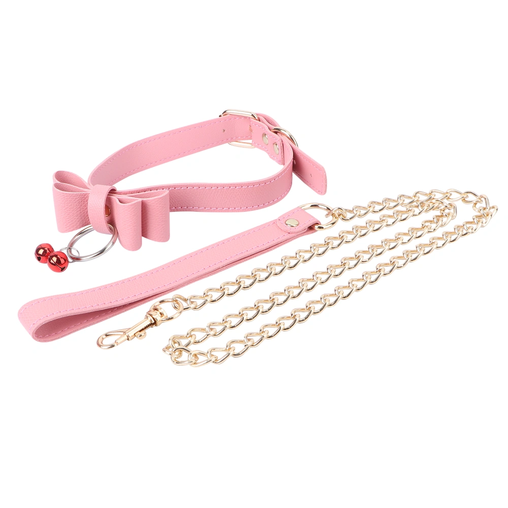 1PC Leather Bondage Toy Bowknot Restraint Collar Sex Flirting Necklet Detachble Chain Necklace Adult Supply