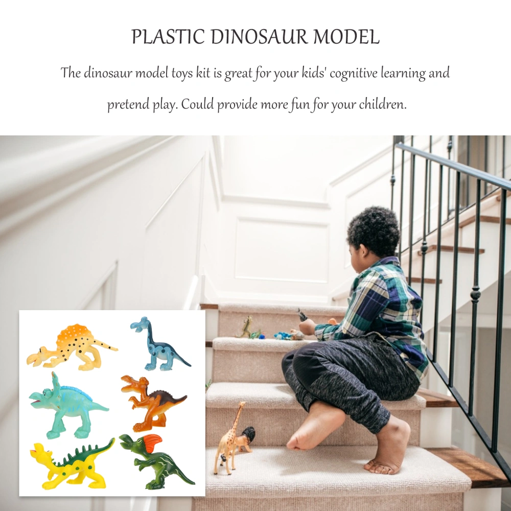 6Pcs Simulation Dinosaur Model Educational Model Plastic Animals Model Kids Toy