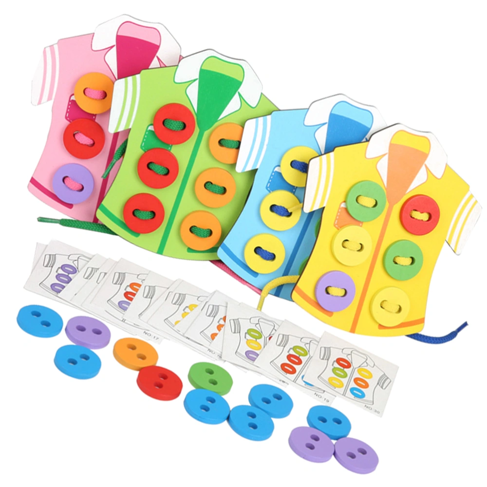 Threading Board Toy Dressing Learning Board Educational AIDS Funny Dressing Toy for Kids Baby Kindergarten (Random Color)