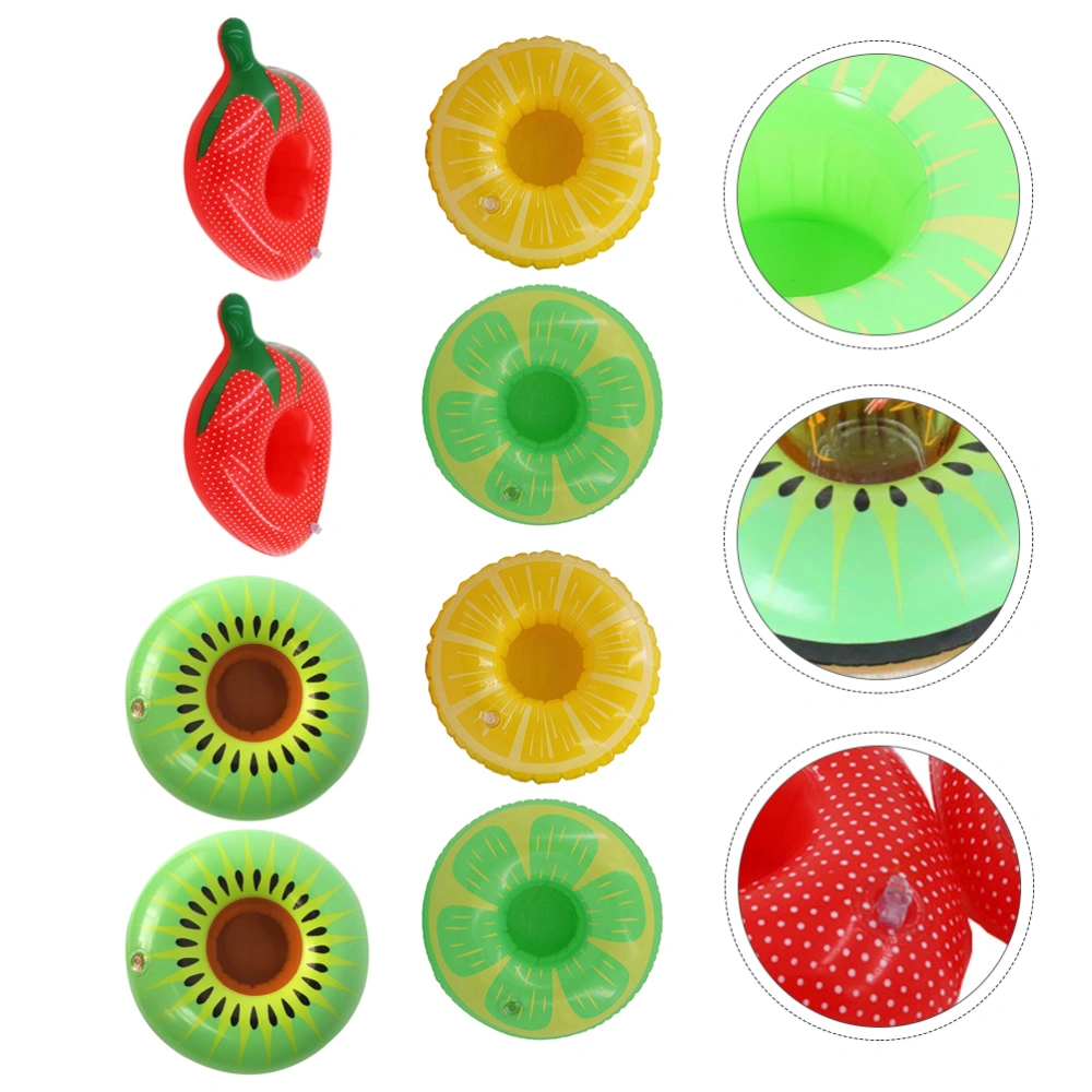 8pcs Inflatable Drink Holders Strawberry Lemon Kiwi Inflatable Cup Coasters