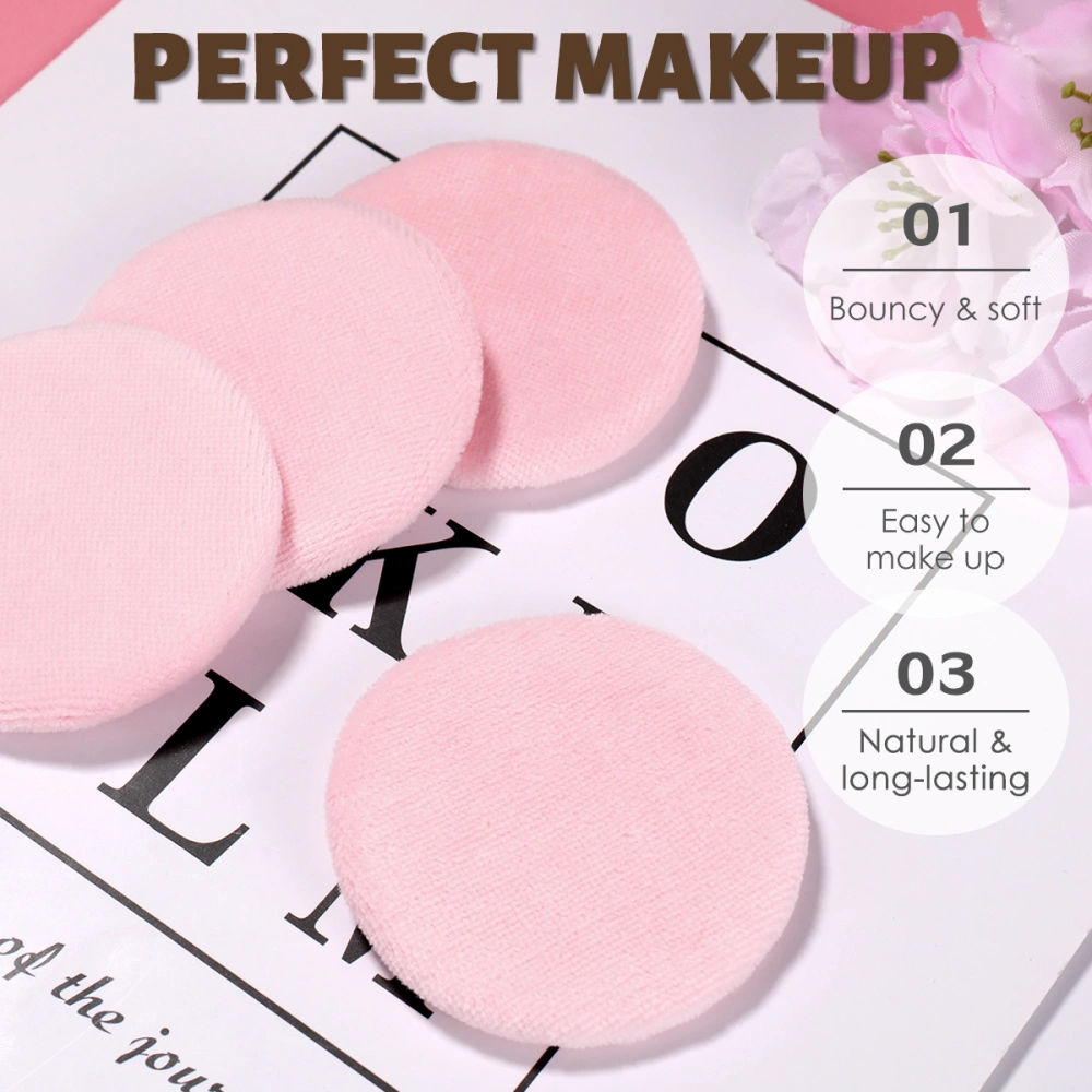 Lurrose 10pcs Round Makeup Blending Powder Puff Sponges with Ribbon for Cosmetic Foundation 60 x 7mm (Pink)