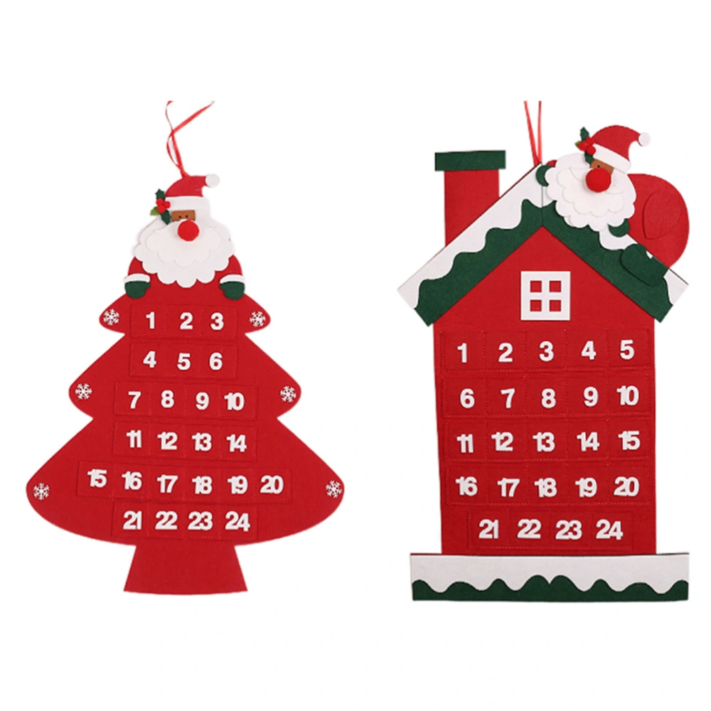 2pcs Christmas Felt Advent Calendar Pendant Creative Christmas Tree Ornament