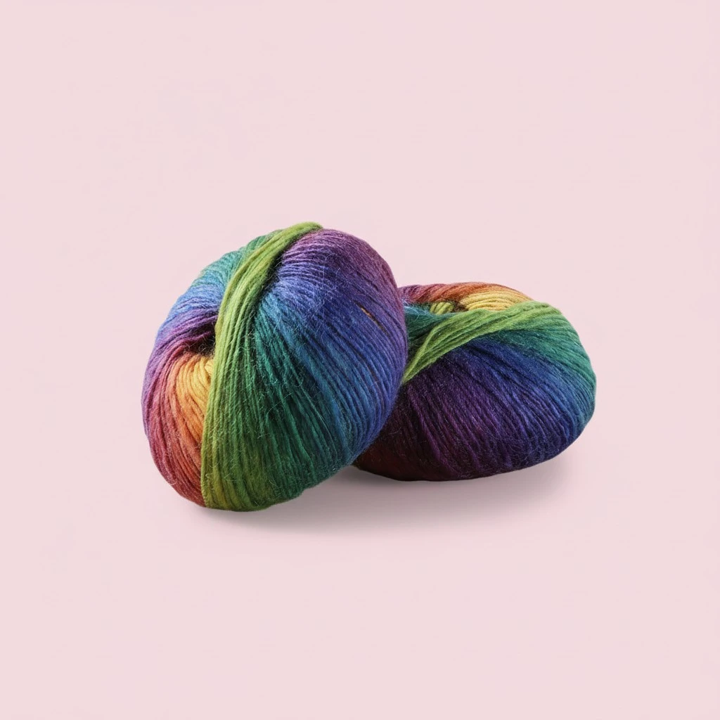 2pcs Rainbow Wool Cotton Yarn Colorful Yarn for Sewing Hand Knitting Sweater Scarf (1)