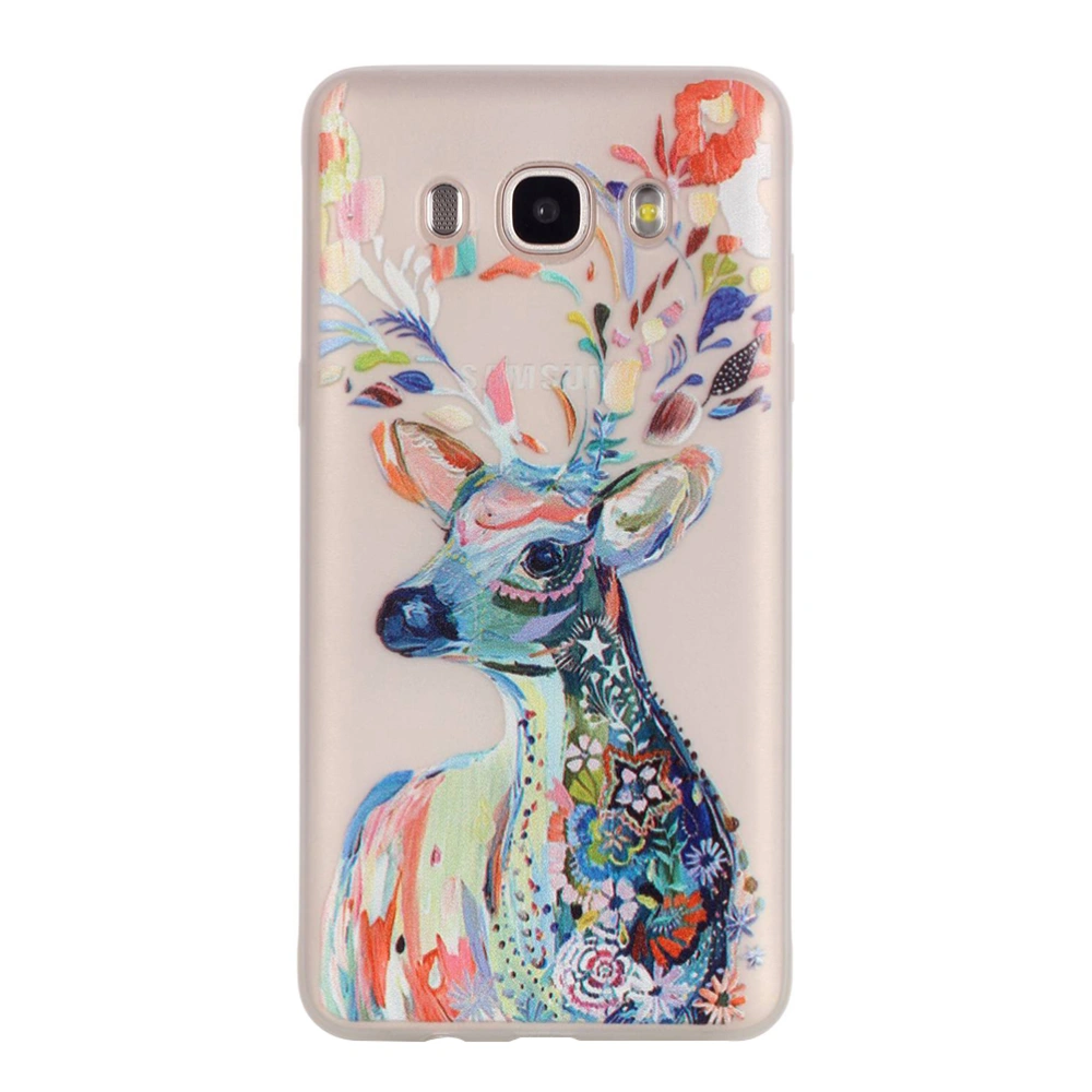 Noctilucence Colored Drawing Protective Phone Cover Scratch-resistant Shockproof TPU Phone Case for Galaxy J7 2016 (Watercolour Deer)