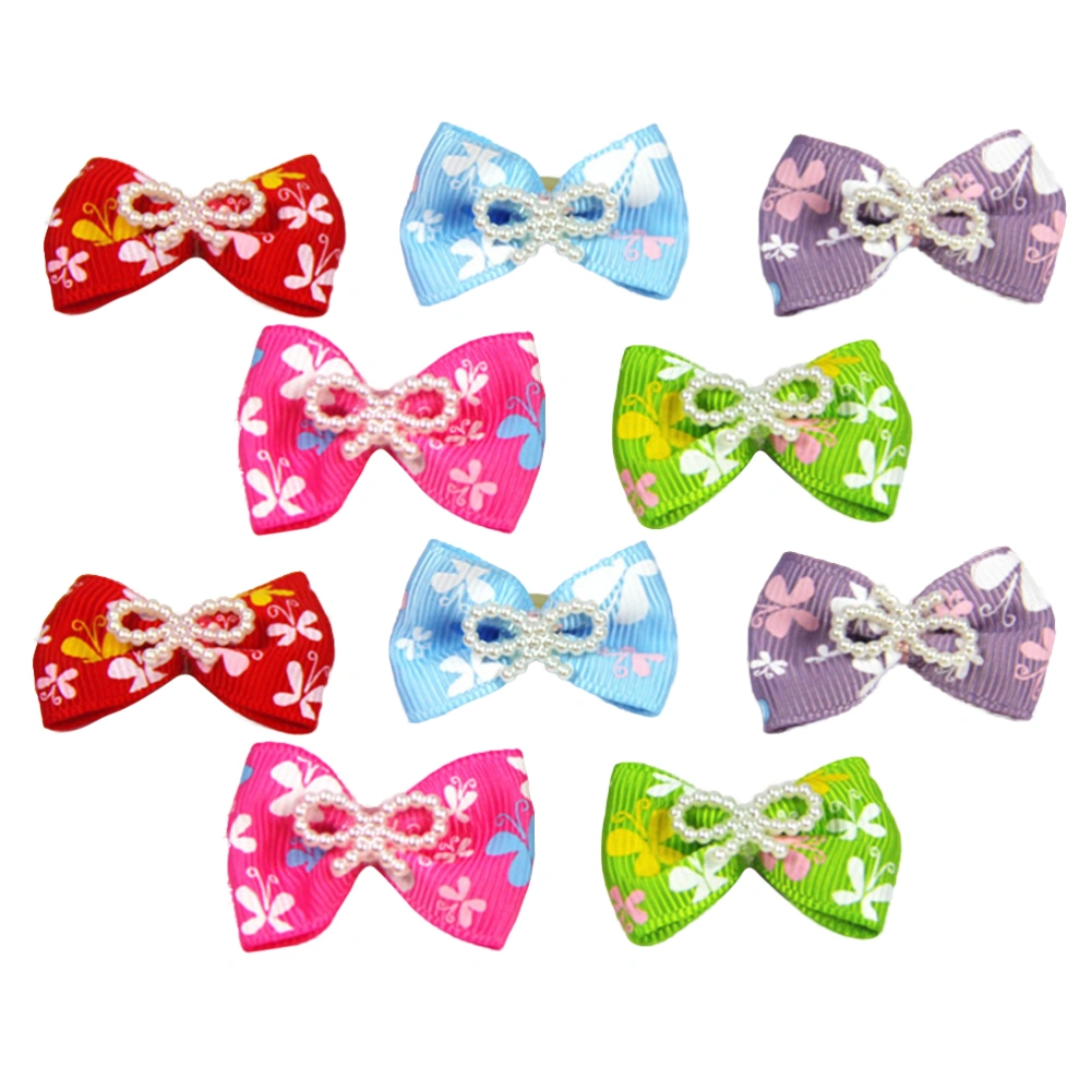 10PCS Pet Accessories Bowknot Puppy Cat Hair Accessory Lovely Pet Headbands Pet Decors Supplies Random Color