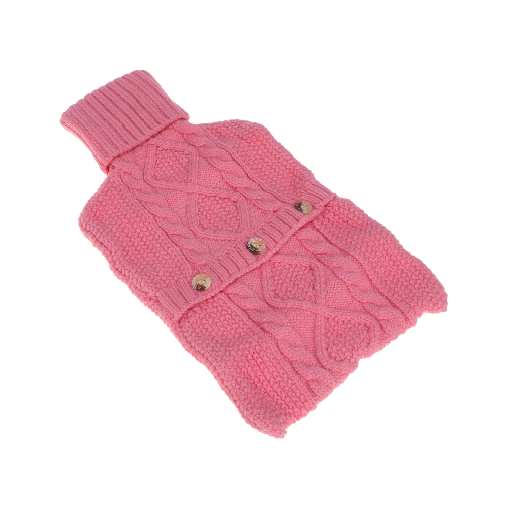 1L Hot Water Bottle Knitted Cover Warm Foldable Water Bottle Case Solid Color Bottle Bag for Quick Pain Relief (Pink)