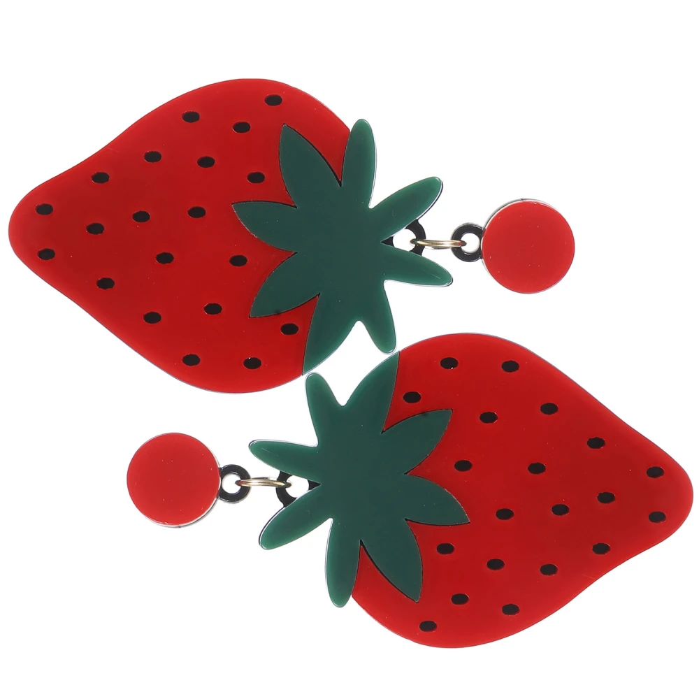 1 Pair of Lovely Lady Fruit Strawberry Stud Earrings Women Alloy Earrings