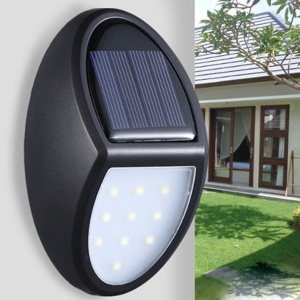 4pcs 10-LEDs Solar Wall Light Practical Outside Wall Lamp Outdoor Waterproof Garden Lighting Tool for Daily Use (Black)