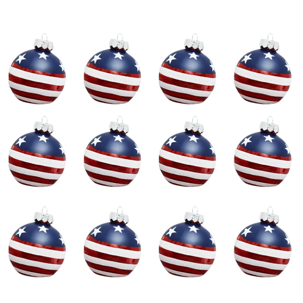 12 Pcs Christmas Tree Pendants Decorative Flag Balls Painting Balls Home Pendant