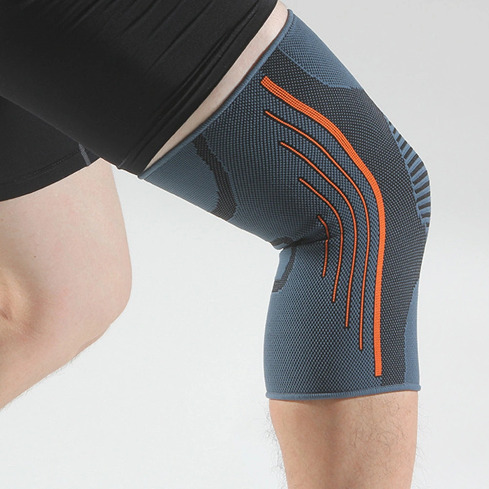 1pc Nylon Elastic Sports Knee Pads Breathable Knee Support Brace Running Fitness Hiking Cycling Knee Protector Size L (Green Orange)