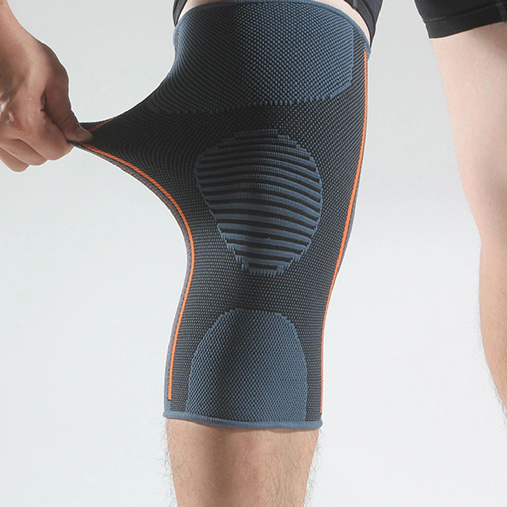1pc Nylon Elastic Sports Knee Pads Breathable Knee Support Brace Running Fitness Hiking Cycling Knee Protector Size L (Green Orange)