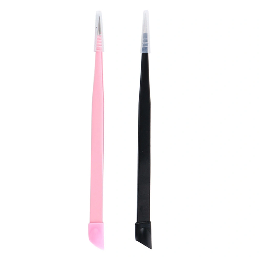 2pcs Manicure DIY Sticker Tweezers Dual-headed Nail Tools Decal Pressing Tools