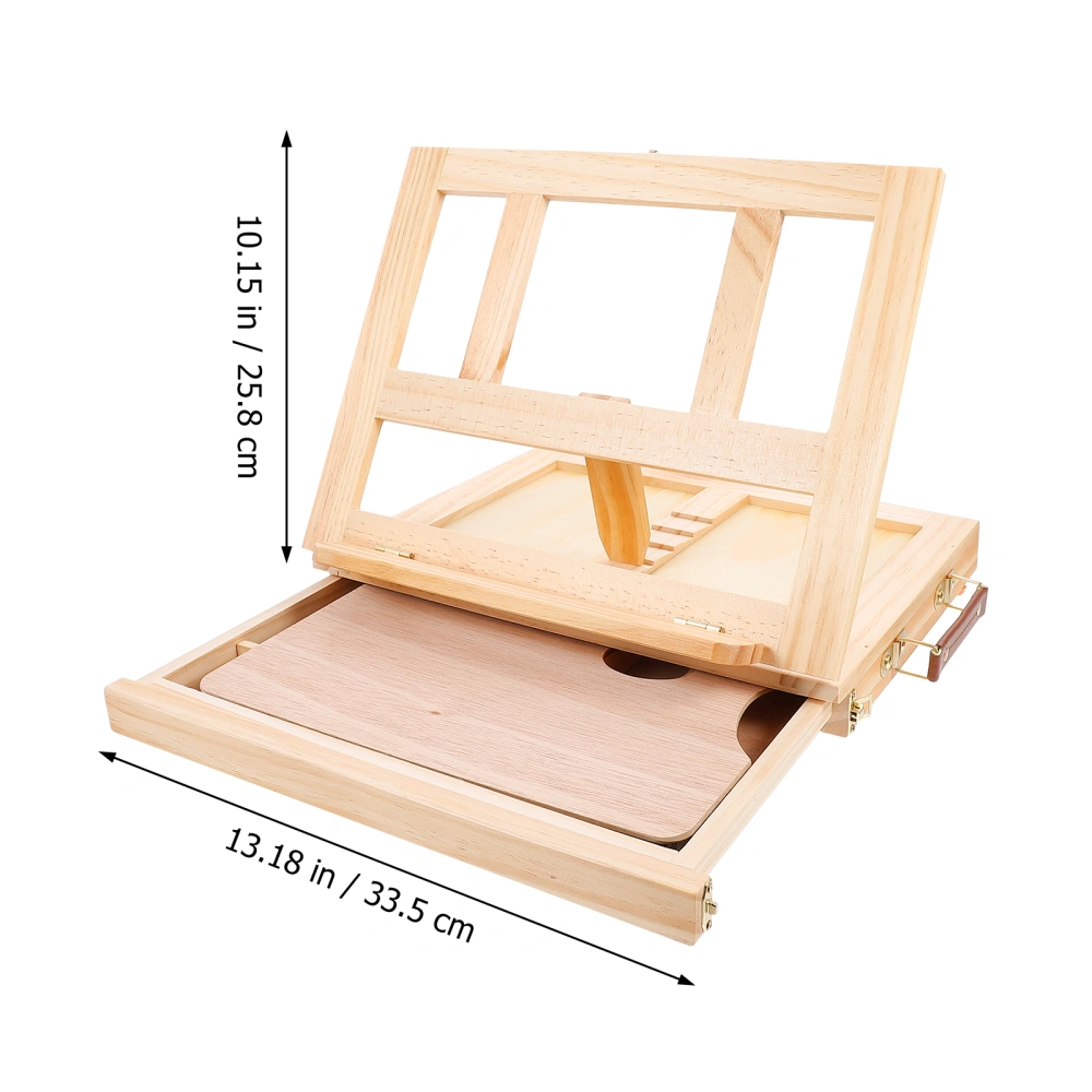 1pc Desktop Easel with Drawer Wooden Easel Foldable Painting Stand Portable Display Holder Display Rack for (Wood Color)