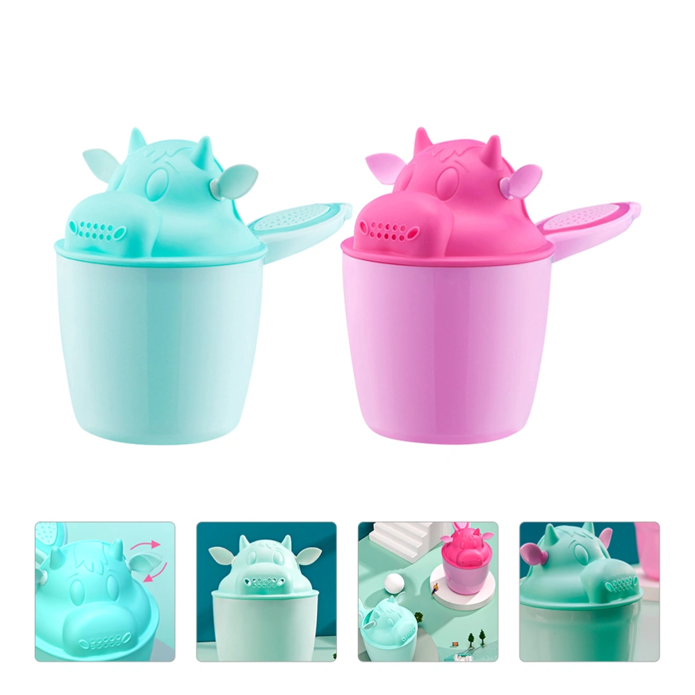 2pcs Baby Waterfall Shampoo Rinser Cartoon Shower Shampoo Bathing Flusher