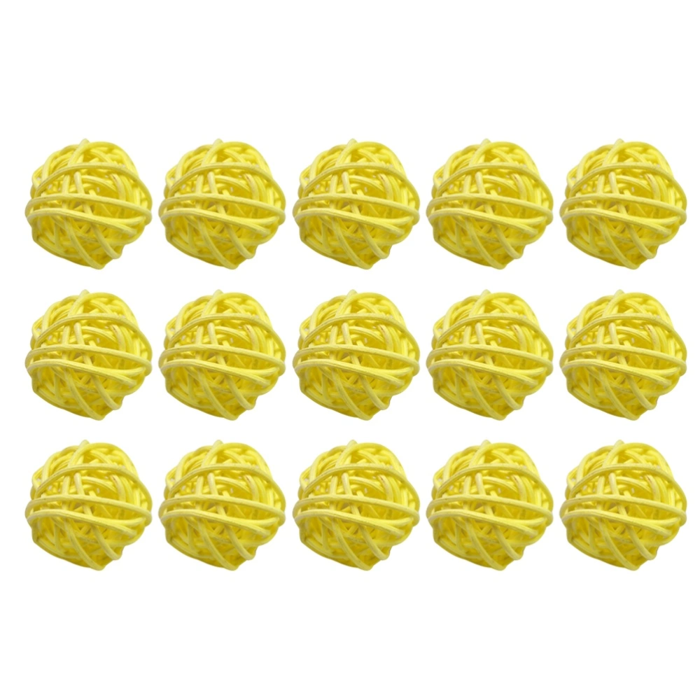 15pcs Wicker Rattan Ball Creative DIY Craft Decorative Ball Hanging Simple Vine Ball for Kindergarten Hotel Bar Home (Yellow 5cm)