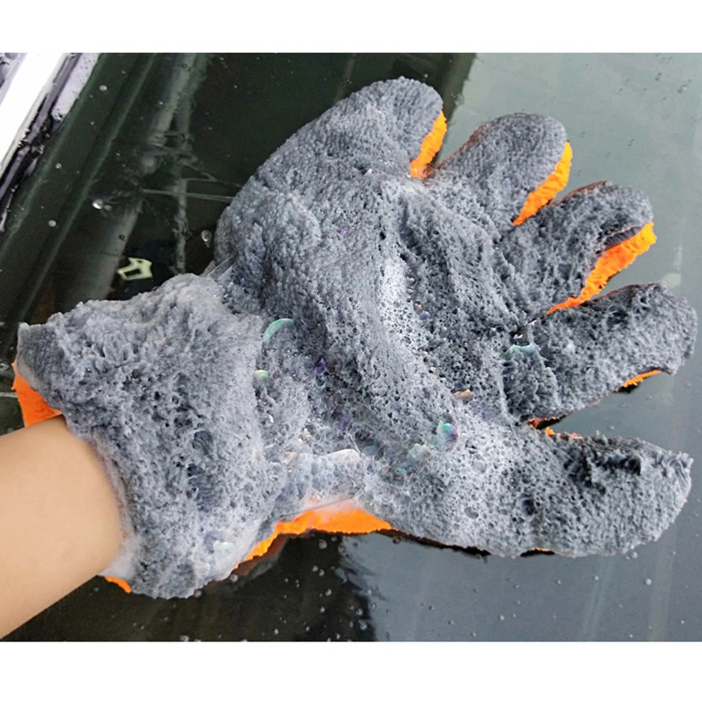 Quick Dusting Mitt Finger Gloves Dual-side Coral Fleece Car Wash Duster Mitt Lint Scratch Free Car Washing Gloves