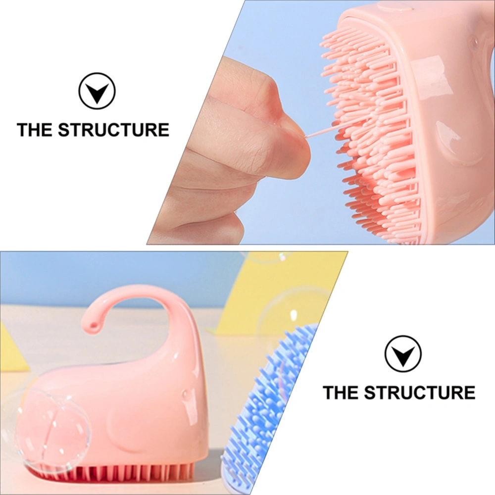 1pc Baby Infant Shampoo Brush Portable Silicone Washing Hair Brush with Handle