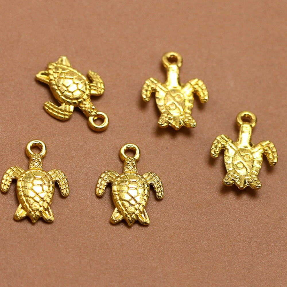 50pcs Golden Tortoise Pendants DIY Charms Jewelry Making Accessory for Necklace Earrings (Golden)