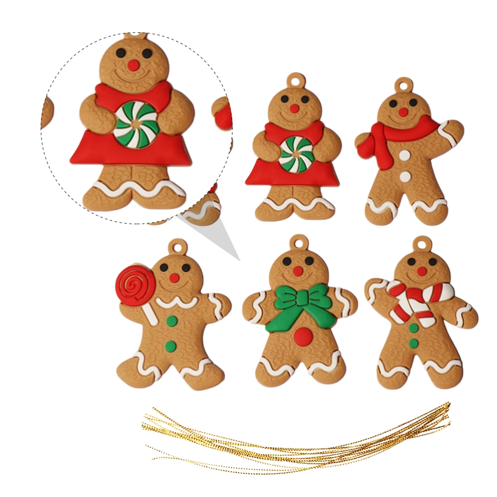 6pcs Christmas Hanginig Decoration Gingerbread Man Style Christmas Tree Pendant