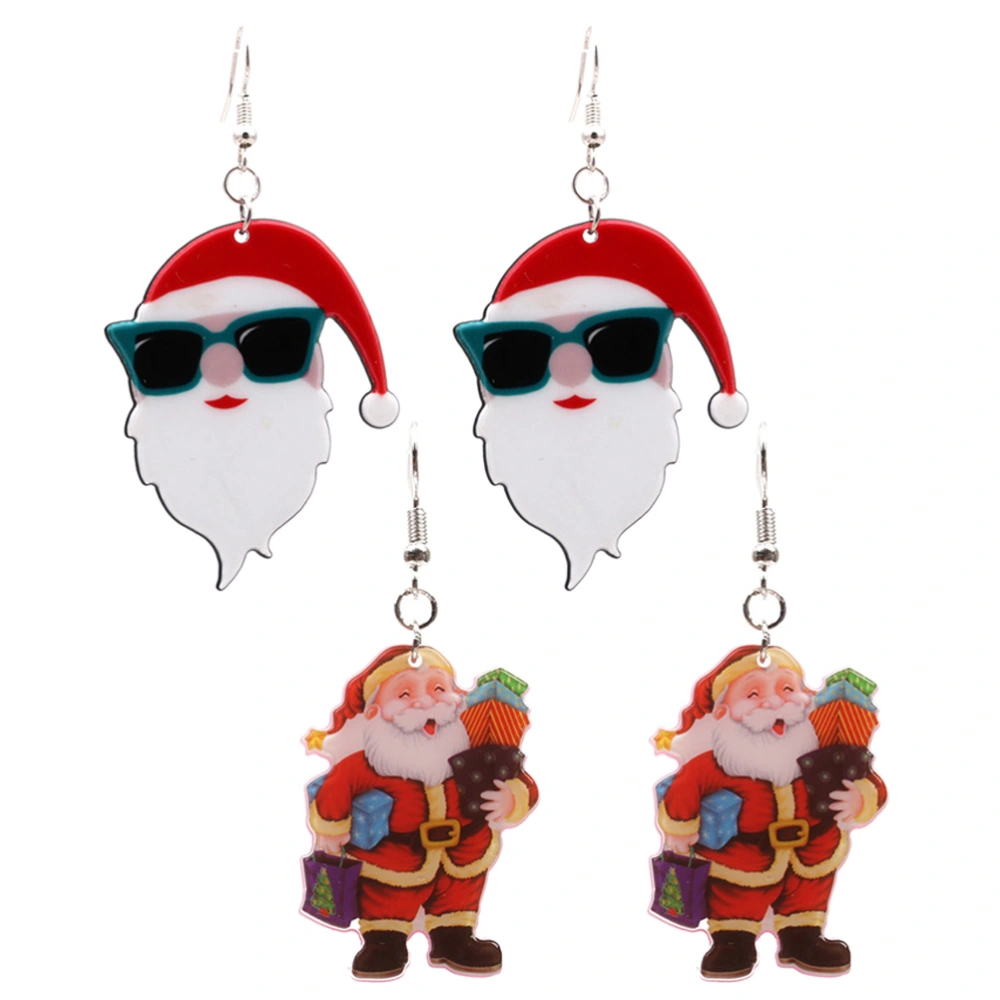 2 Pairs Santa Claus Ear Decor Christmas Earring Ear Jewelry Festival Earring