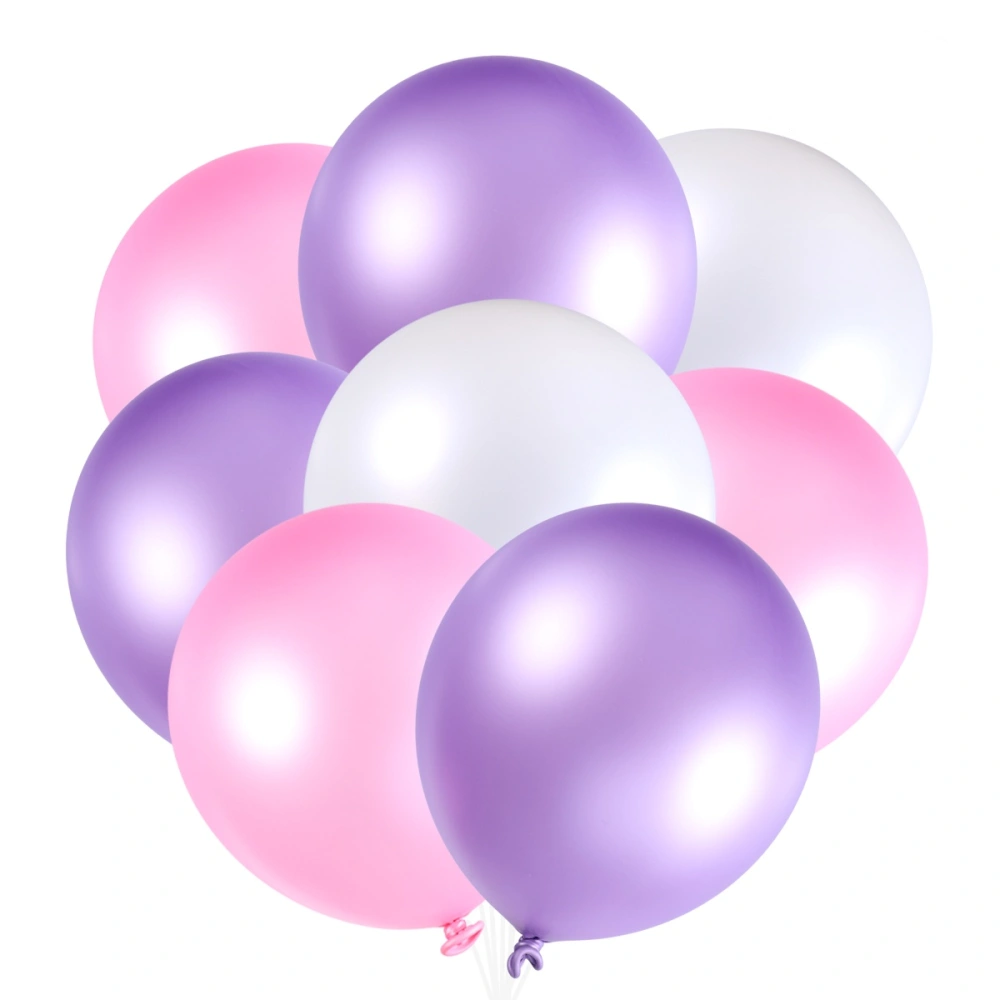 100Pcs 12 Inch Latex Balloon Colorful Balloons Pool Party Wedding Birthday Ceremony Decoration 3.2g (Purple+Pink+White)