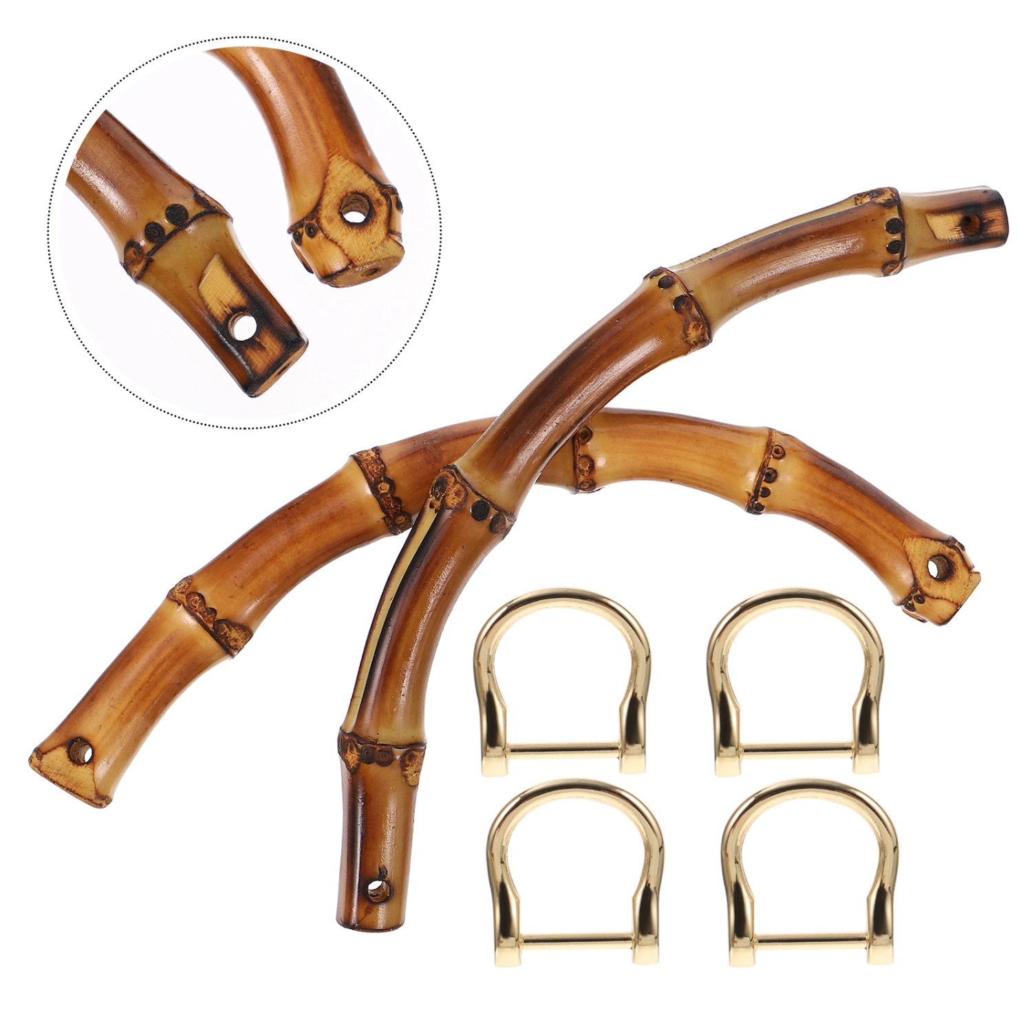2pcs Bamboo Bag Handle Replacement for DIY Purse Handbag Shopping Tote Making