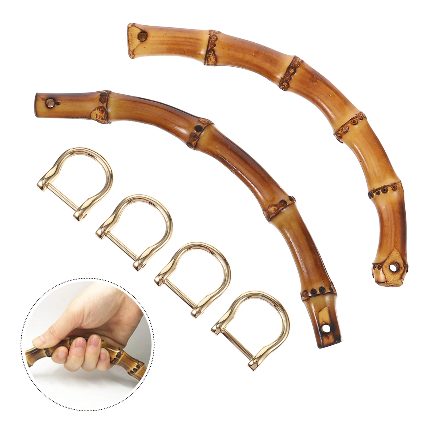 2pcs Bamboo Bag Handle Replacement for DIY Purse Handbag Shopping Tote Making