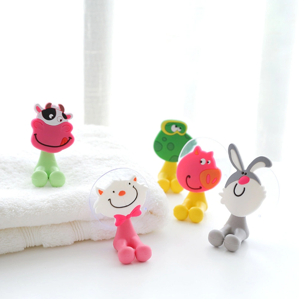 1PC PVC Cartoon Pig Toothbrush Rack Suction Cup Wall-mounted Punch-free Toothpaste Holder