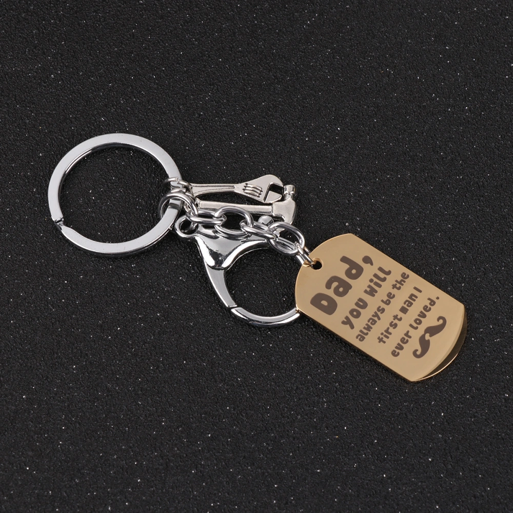 Golden Keychains Dad Gift Fathers Day Key Holder Hammer Mini Tool Pendant Stainless Steel Key Rings Craft Ornaments