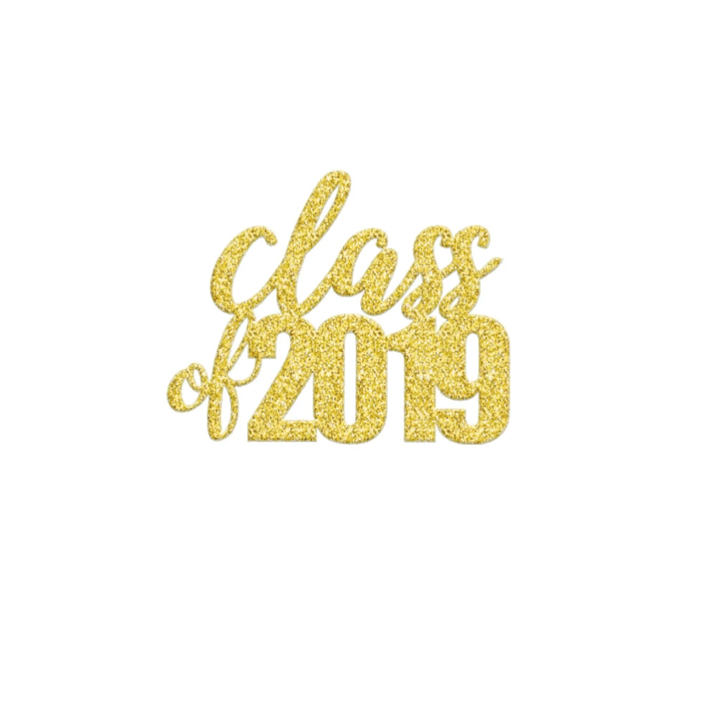 10pcs 2019 Graduation Party Cake Topper Class Of 2019 Decor Insert for Party Gathering School (Golden)