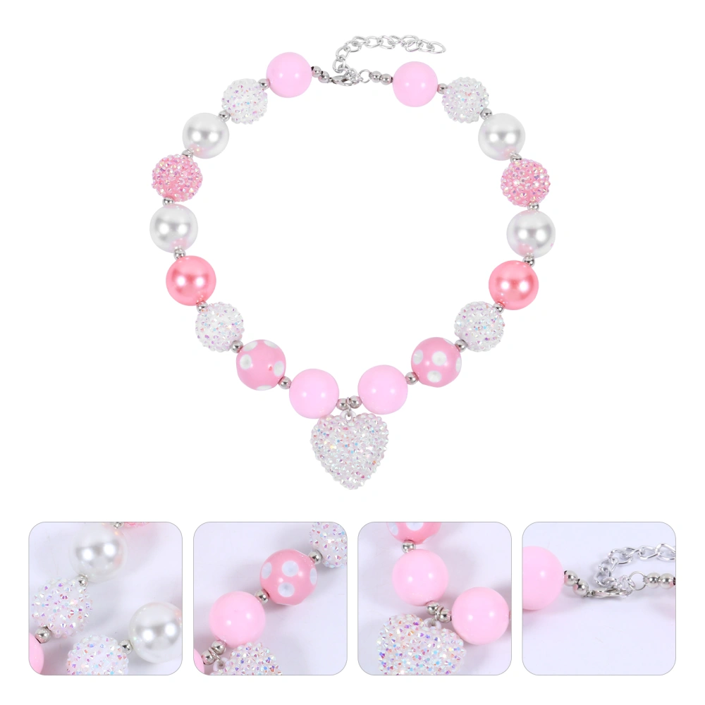 1pc Colorful String Beads Necklace Lovely Necklace Children Jewelry (Pink White)