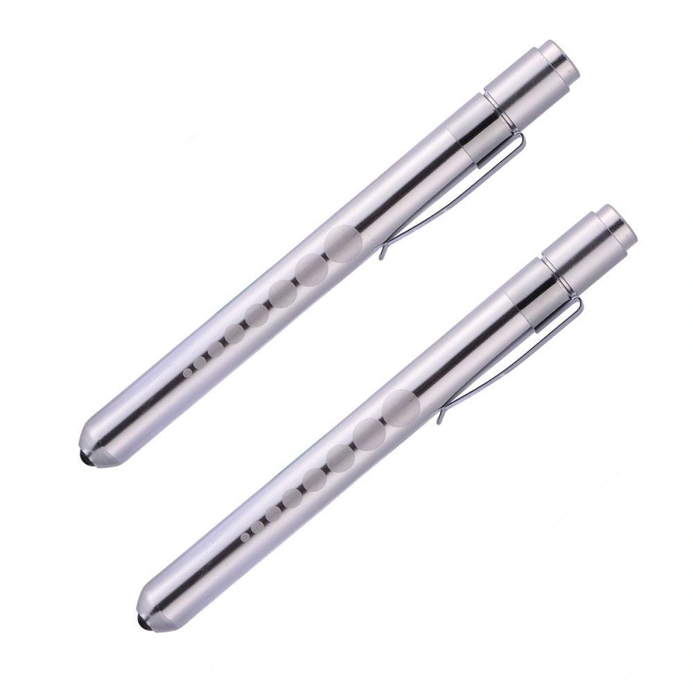 2pcs Nurse Penlight with Pupil Gauge Medical Pen Light for Nurses Doctors (Silver)