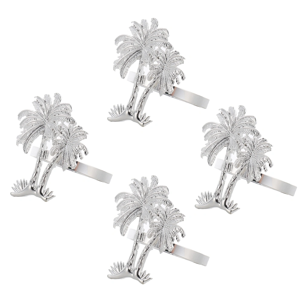 4pcs Electroplated Coconut Palm Tree Napkin Rings Eco-friendly Napkin Clasps