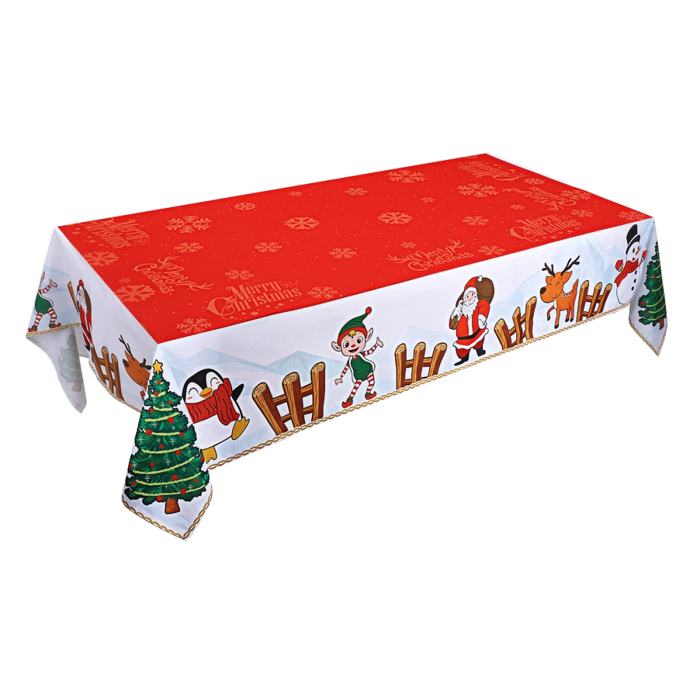 BESTONZON Christmas Tablecloth Rectangular Table Runner Long Table Cover Waterproof Stain Resistant Table Cloth for Christmas Xmas Party Festival Holidays (84x60")