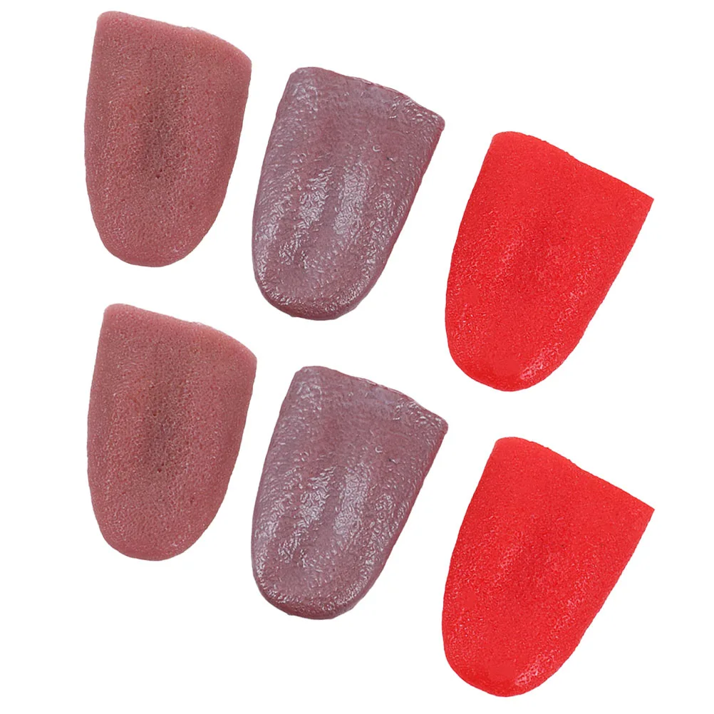 6pcs Simulation Fake Tongue Artificial Tongue Props Steel Needle Pierce Tongue