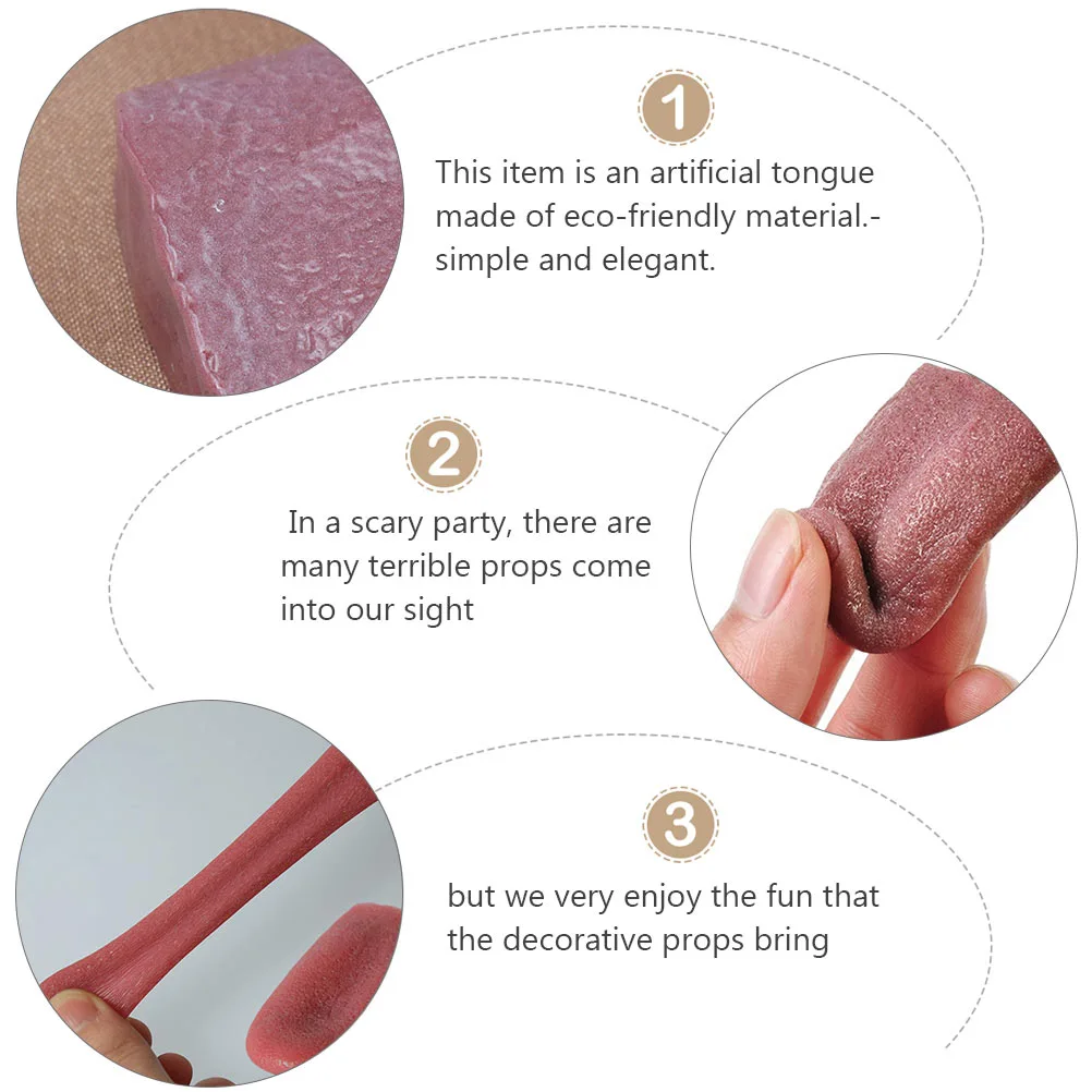 6pcs Simulation Fake Tongue Artificial Tongue Props Steel Needle Pierce Tongue