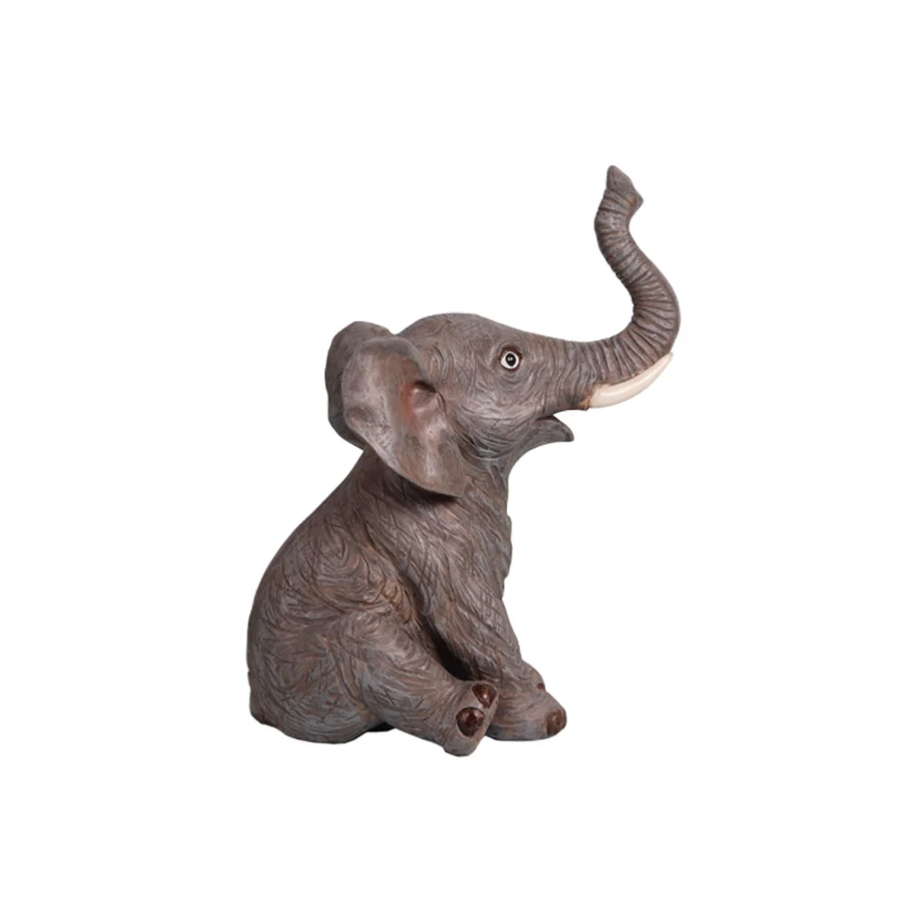 Creative Simulation Elephant Animal Desktop Craft Resin Small Ornament Cartoon Elephant Model Bedroom Living Room Home Decoration