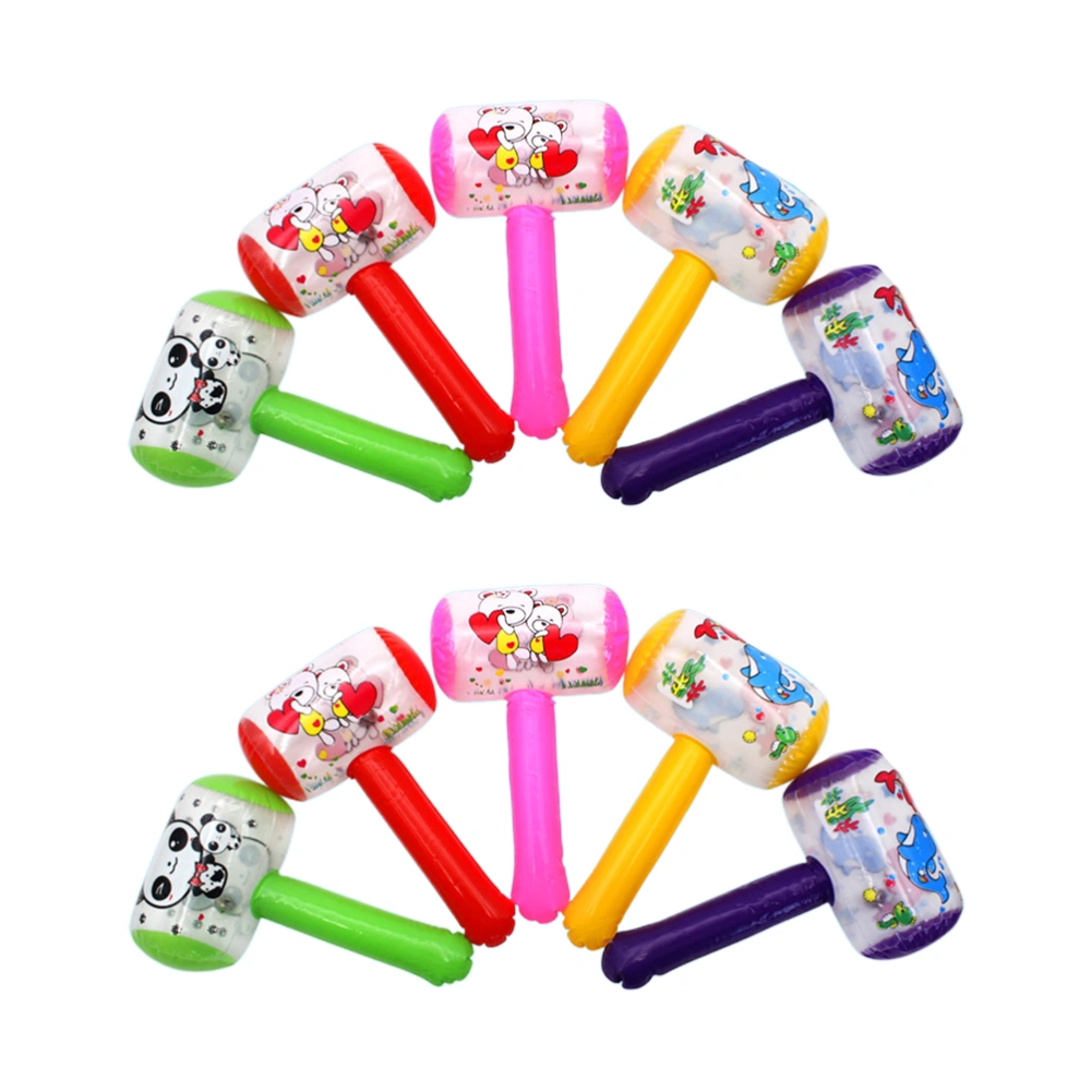 10pcs Creative Inflatable Hammer Adorable Sound Bell Toy Funny Playing Hammers for Kids (Random Color)