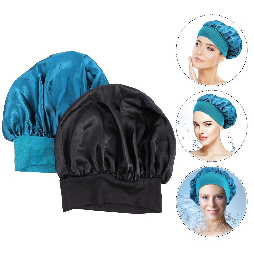 2pcs Nightcap Sleeping Hair Care Bouffant Elastic Bonnet Hat