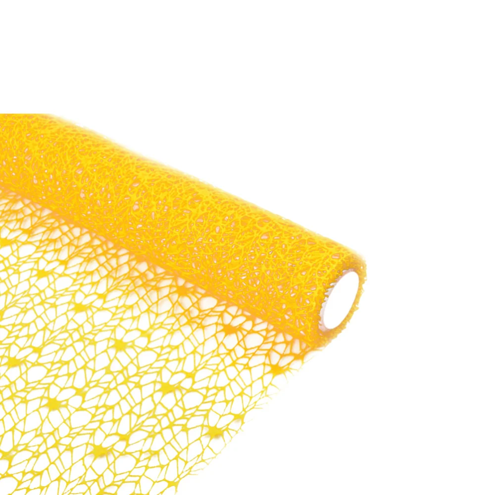 DIY Gauze Roll Bright Color Jacquard Net Handmade Net Yarn Charm Door Curtain Background Layout Mesh Gauze Pendant Flower Packaging Craft for School (Yellow)