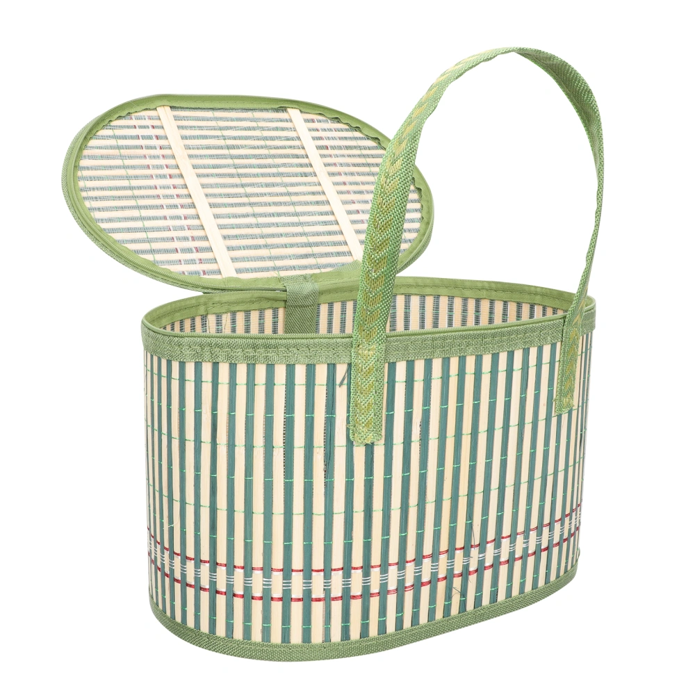 Hand-woven Bamboo Basket Handle Food Fruit Storage Basket Moon Cake Basket