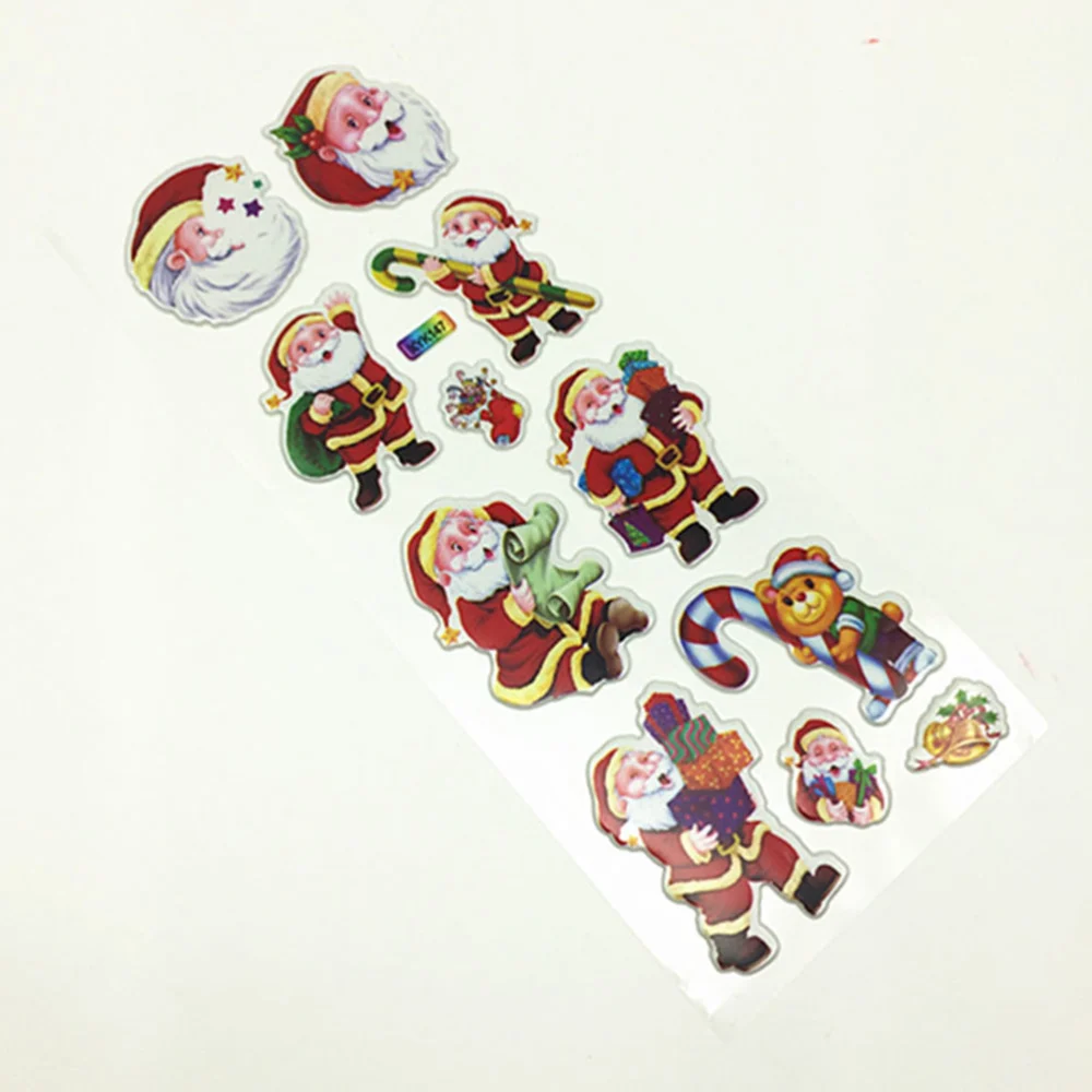 24 Sheets 3D Bubbles Stickers Cartoon Stickers Santa Children Sticky Decals for Mobile Phone Diary Mixed Pattern (6 Patterns)