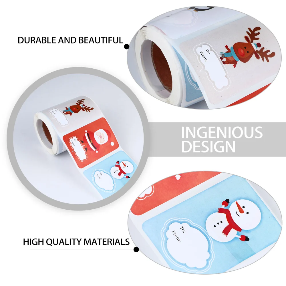 1 Roll Cartoon Holiday Sealing Gifts Tags Christmas to from Label for Decoration