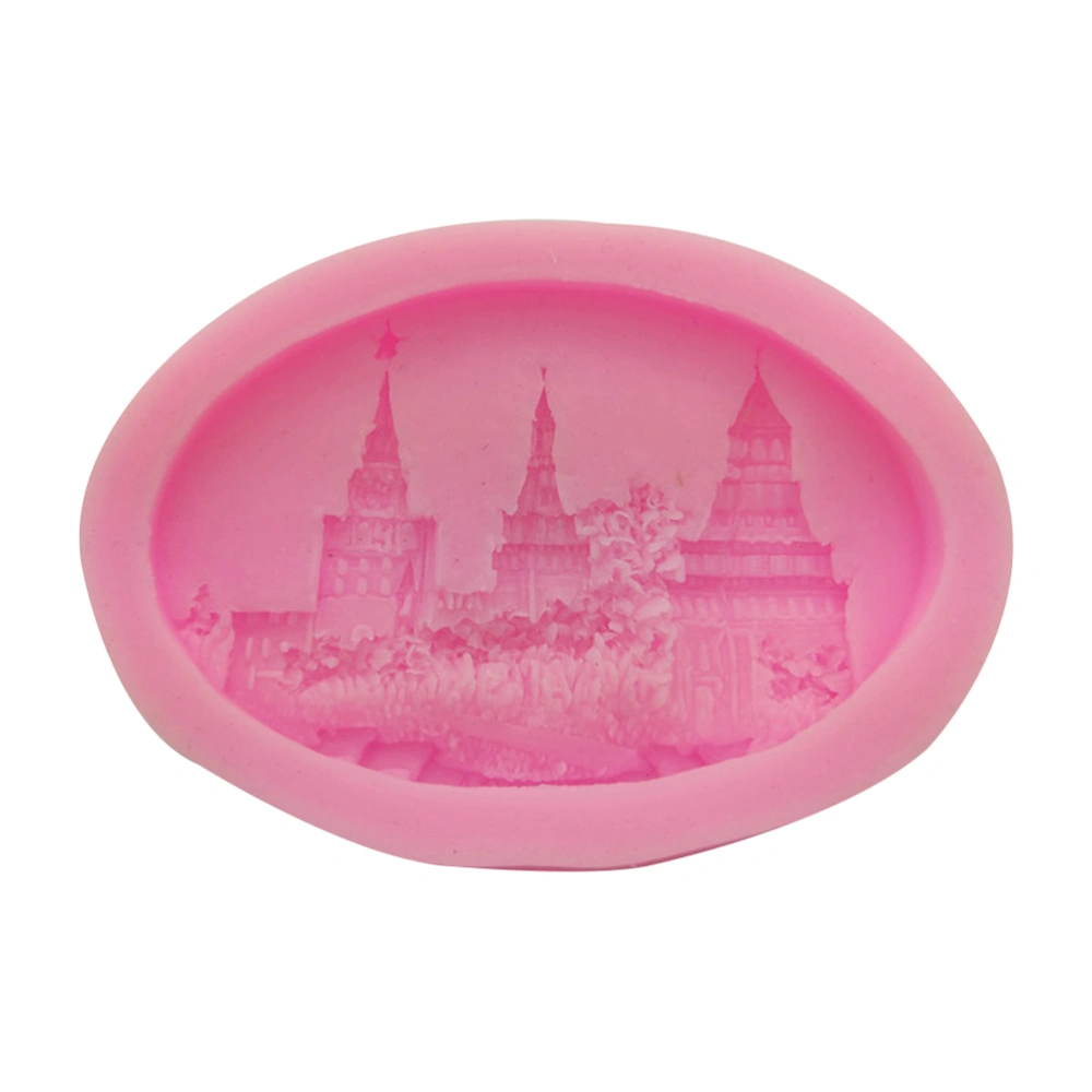 Baking Cake Mould Cartoon Liquid Castle Shape Silica Gel Molasses Cake Mold Cake Decoration (Pink)