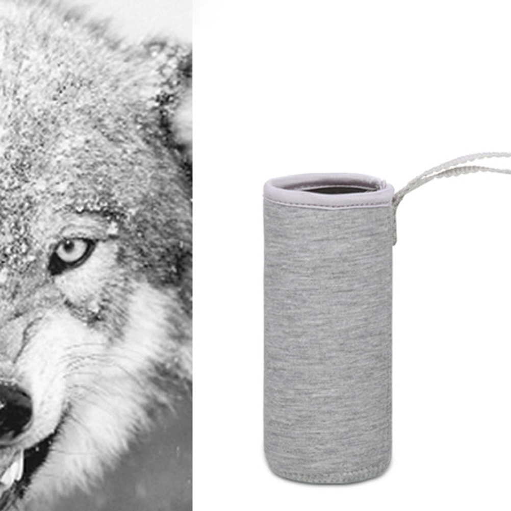 550ML Water Bottle Carrier Bag Pouch Cover Insulated Water Bottle Holder Cup Sets Great for Stainless Steel Glass or Plastic Size - 6.8*19CM (Gray)