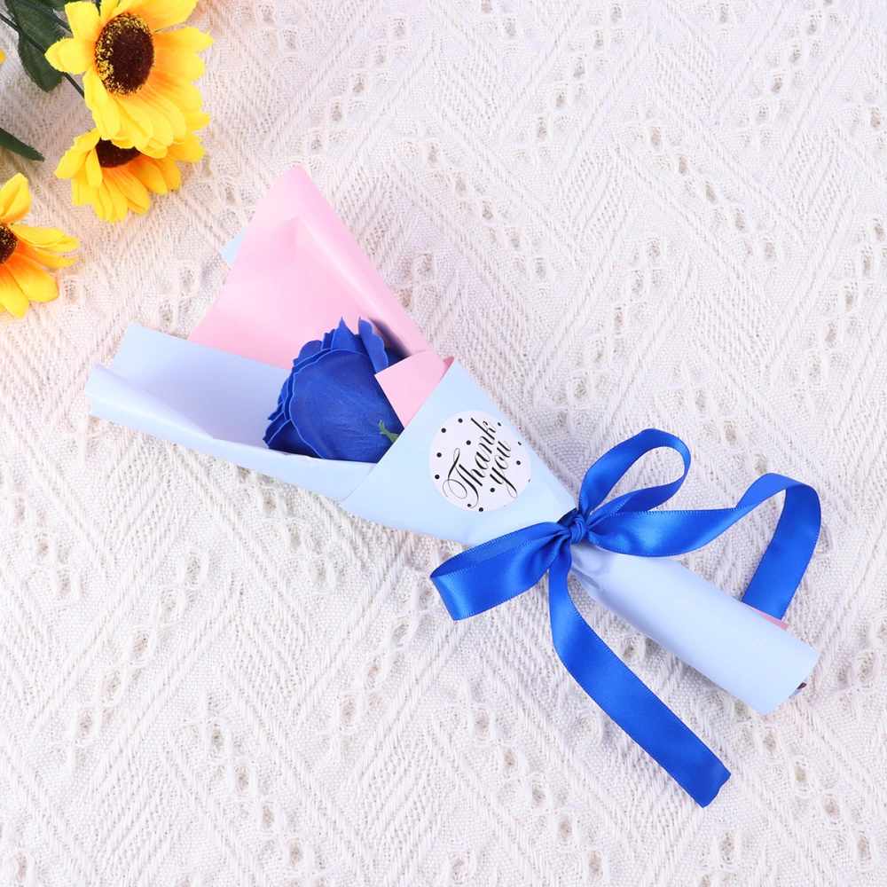 1pc Simulation Rose Soap Scented Rose Flower Petal Bath Body Soap for Valentine's Day Wedding Party Anniversaries Gift (Blue)