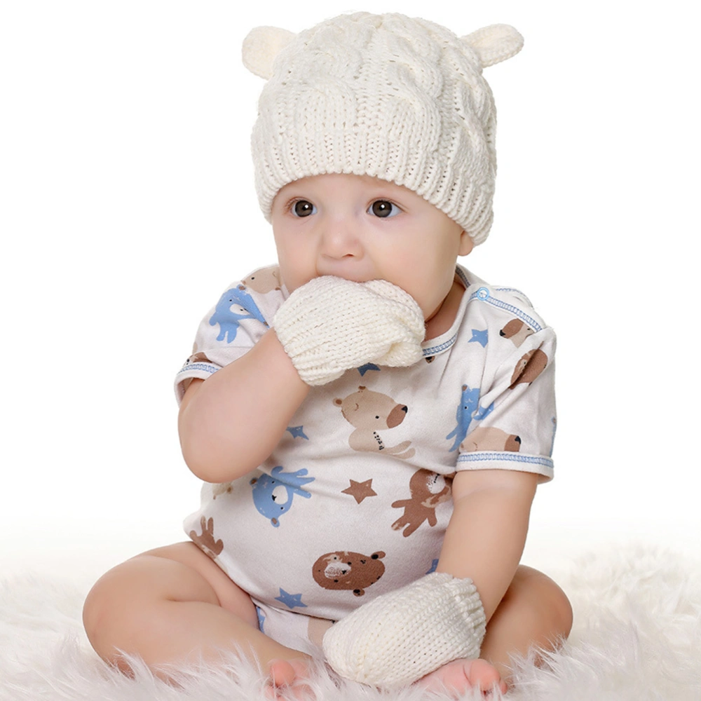 1 Set Winter Knitted Hat and Gloves Lovely Warm Knitting Hat for Baby Kid