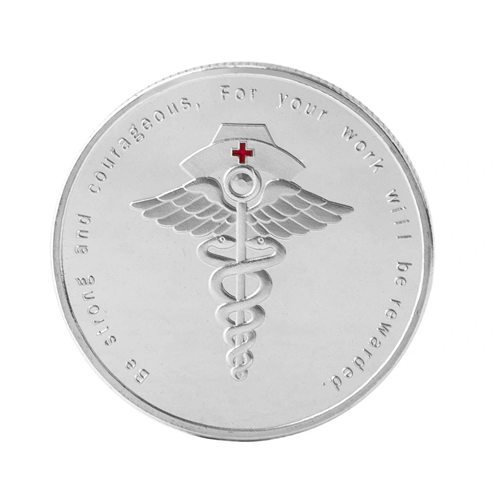 Commemorative Coin Chinese Nurse's Day Nightingale Figure Collection Gift Art Crafts Souvenir Coin with Box for Student Nurse (Silver)